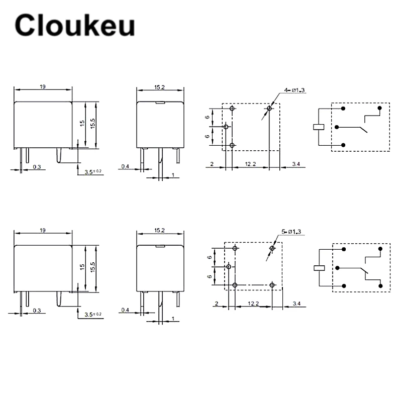 JQC-3FF-5VDC-1HS 10A реле DIP4 HF3FF-005-1HS