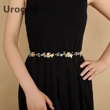 Свадебные платья аксессуары лента с аппликациями пояс с золотыми листьями стразы и жемчуг для невесты женские платья с поясом Soiree Вечерние