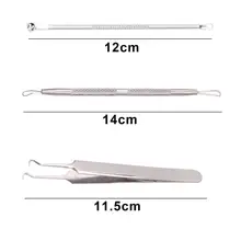 Средство для удаления угрей из нержавеющей стали для лица, акне, игла для удаления прыщей, инструмент для борьбы с комедонами 3 шт. 3AP26