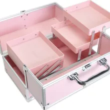 FB101P 30x17,5x18 см лицевая коробка алюминиевый косметический чемодан коробка красоты макияж Чехол с внутренним двухслойным лотком розовый