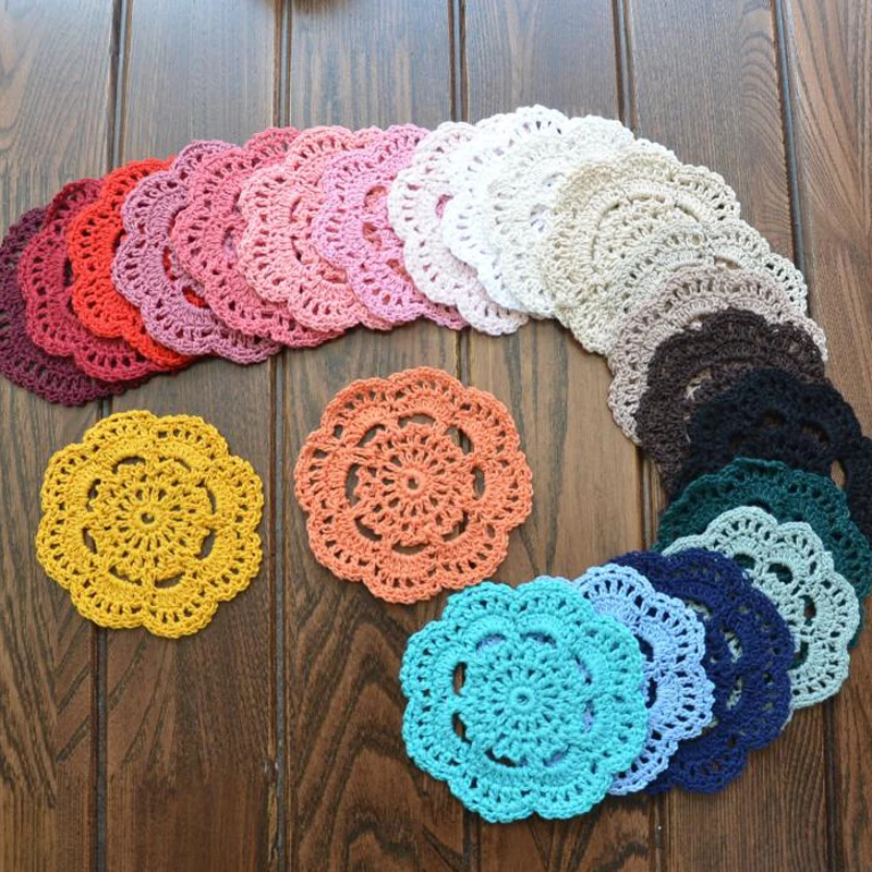 

Retro Crochet Coasters Table Mat 10cm Round Handmade Mori Doilies Cup Pad Shooting Props Flower Lampshade 12pcs Wholesale