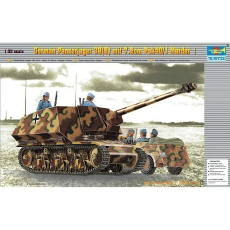 Трубач 00354 1/35 немецкий Panzerjager 39(H) w/PAK 40