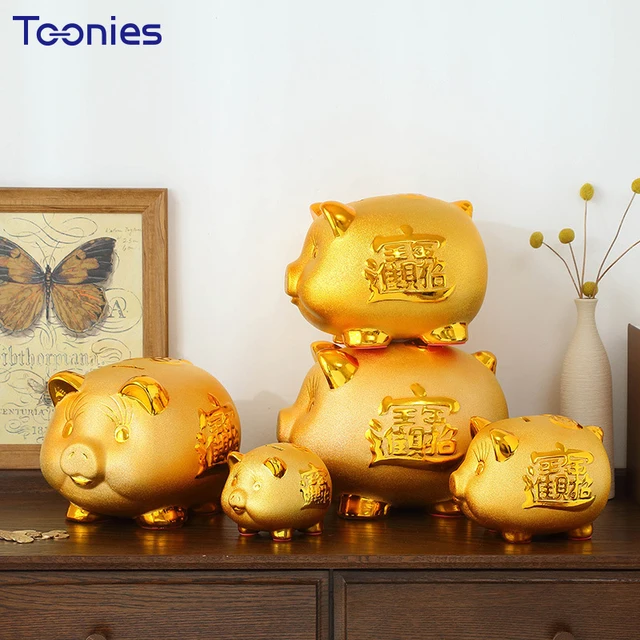 Large Ceramic Opening Creative Gifts Gold Pig Piggy Bank Vintage ... Large Ceramic Opening Creative Gifts Gold Pig Piggy Bank Vintage ...