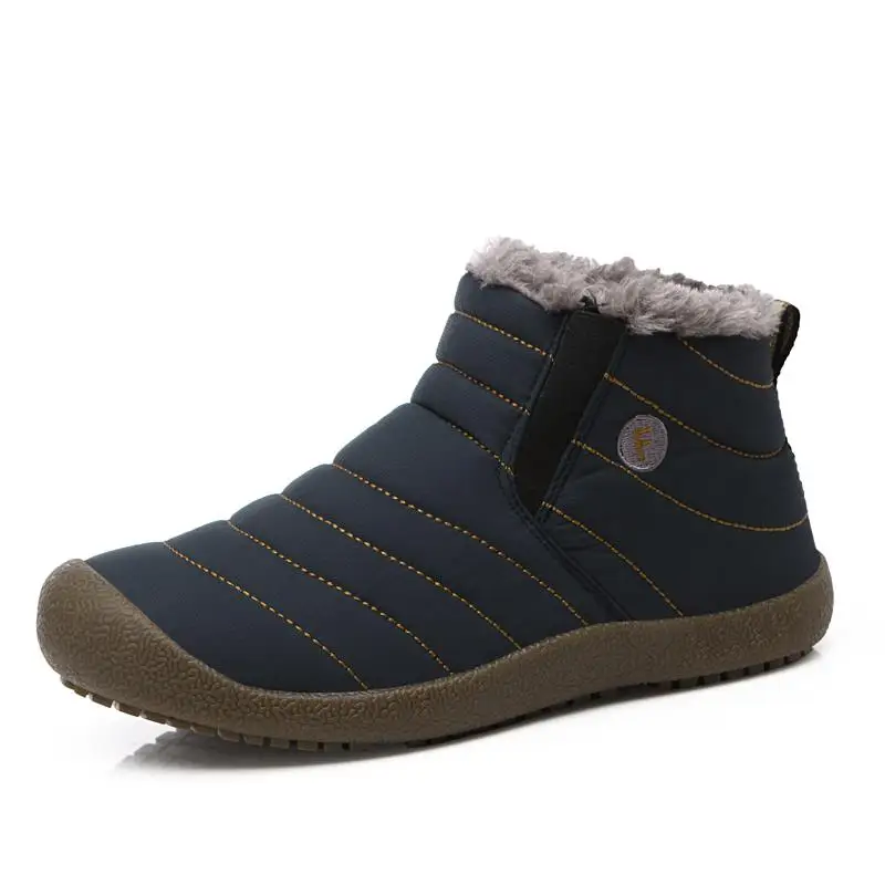 Weideng/зимние мужские повседневные теплые зимние ботинки на плоской подошве; нескользящие зимние ботинки на шнуровке; мужские ботинки высокого качества; большие размеры 36-48 - Цвет: Синий
