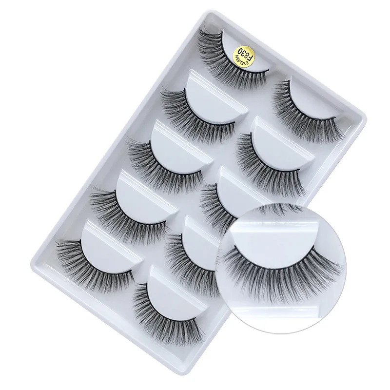 

Mangodot 5pairs 3D mink lashes false eyelashes soft thick natural fake eyelash makeup mink cilios extension full strip lash F830