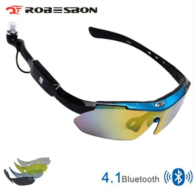 

ROBESBON 5 Lens 4.1 Smart Bluetooth Sunglasses Polarized Cycling Glasses Men Motorcycling MP3 Phone Eyewear Goggles