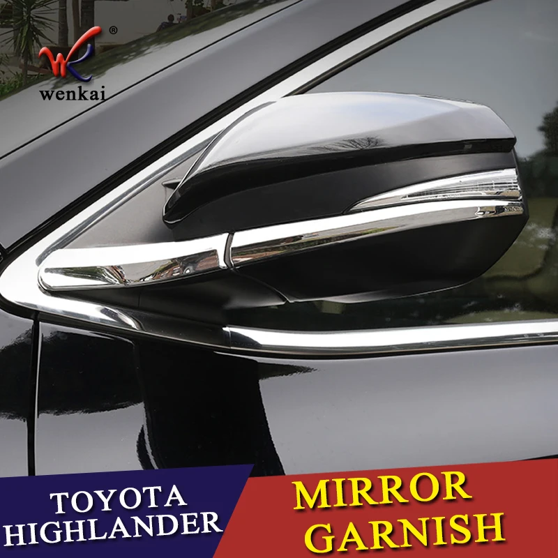 

Fit For Toyota Highlander 2014 2015 2016 2017 2018 Mirror Cover Trim Molding Garnish Strip Decoration ABS Chrome Car Styling