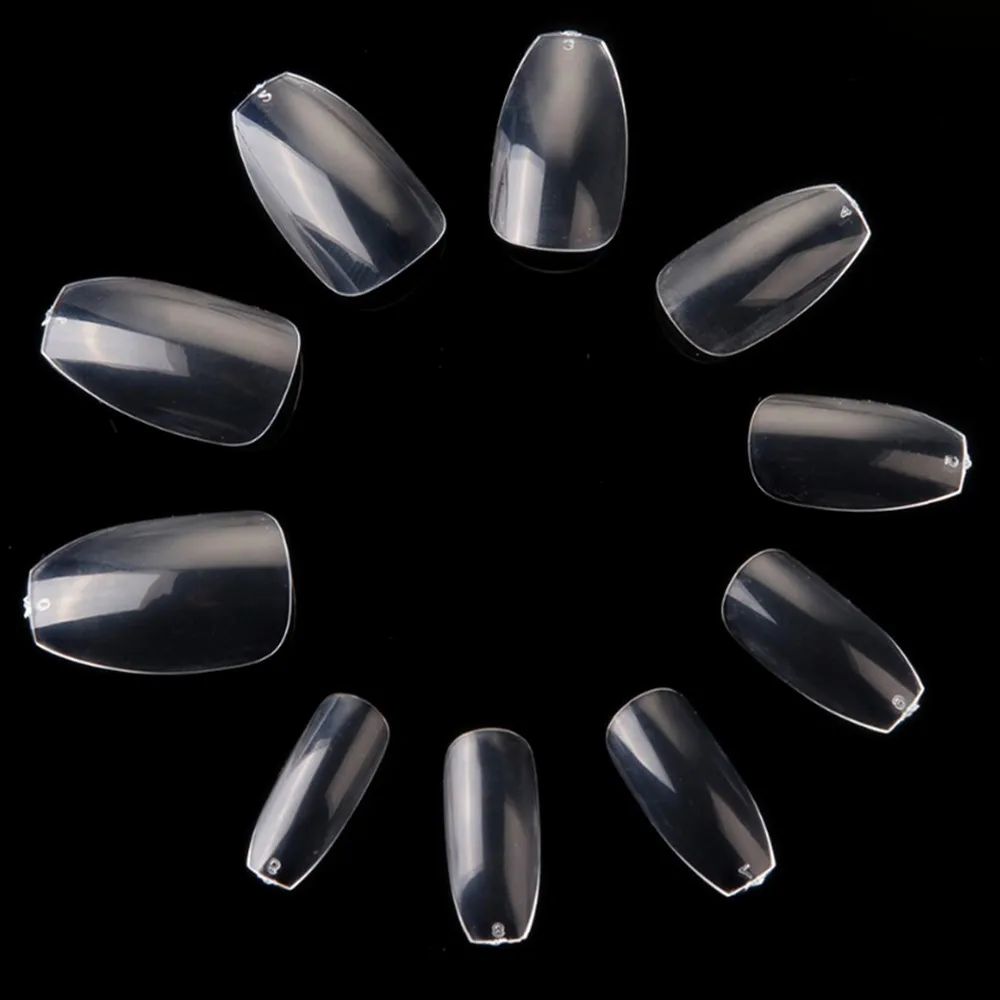 

Makartt 500 pcs Short Coffin Nails Clear False Nail Tips Transparent 10 Size Ballerina Nails Full Cover Acrylic Fake Nail