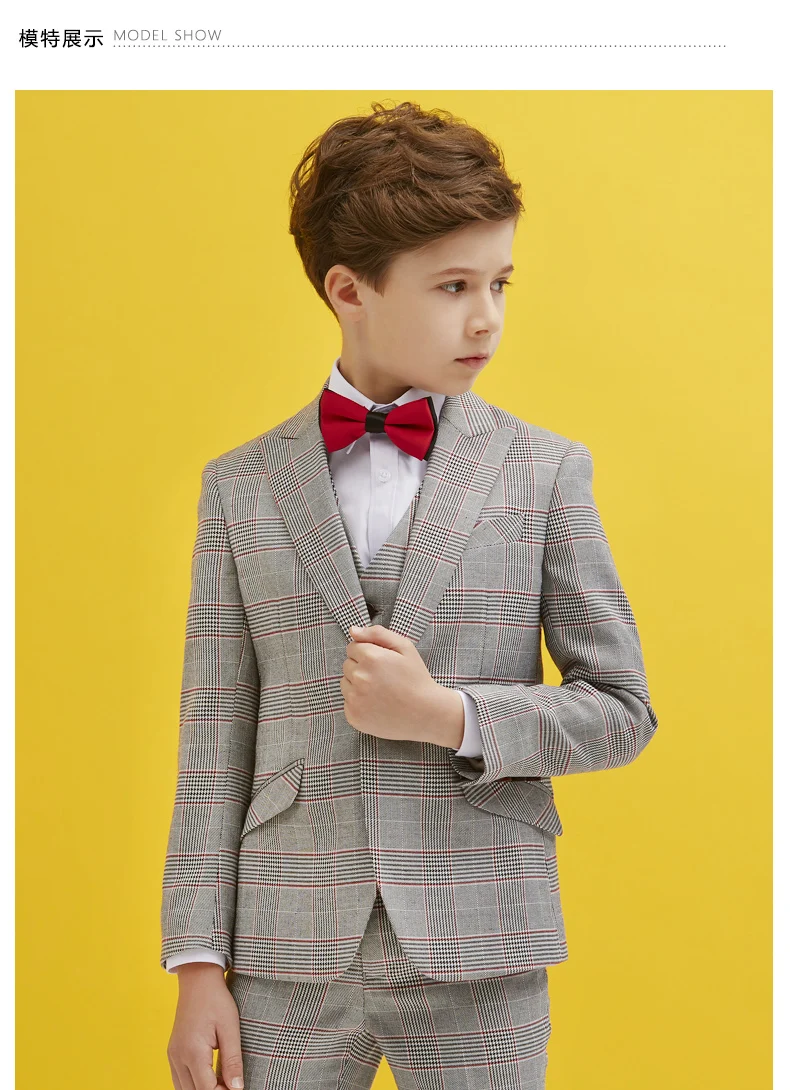 Ternos para o Menino Terno do Casamento Inglaterra Meninos Xadrez Blazer Pcs Vestido Formal Smoking Kid Página Menino Outfits 3 8 Inglaterra Meninos Xadrez Blazer 3 pcs Ternos