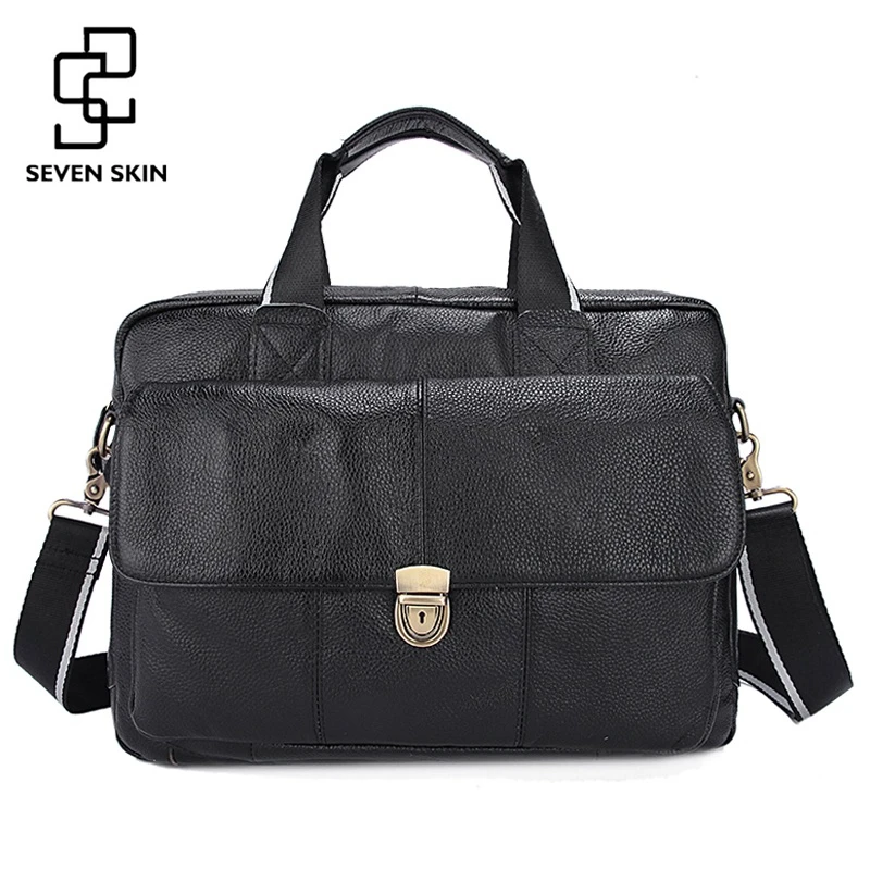 

Genuine Leather Men Business Briefcase Hot Sale Man Fashion Messenger Flap Bag Men's Crossbody Shoulder Handbag Portfolio Litchi
