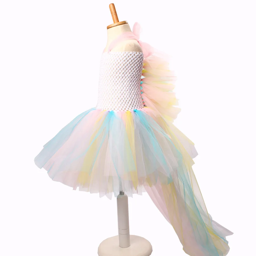 Bustle Unicorn Girl Fancy Tutu Dress Pastel Rainbow Little Pony Dress Girls Baby Halloween Purim Costume Birthday Party Dress (12)