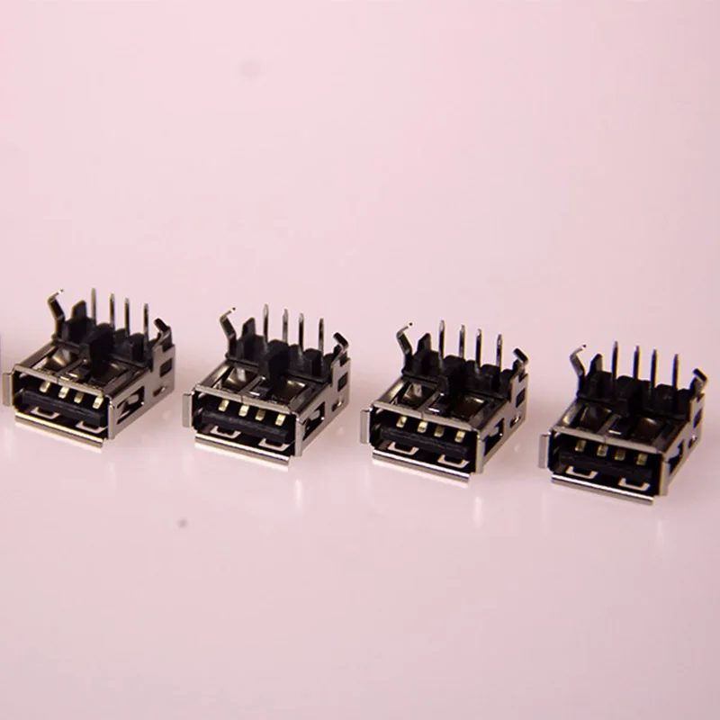 100 шт./лот USB разъем под прямым углом USB печатного монтажа типа гнездо повышение USB разъема для ПК компьютер PCB