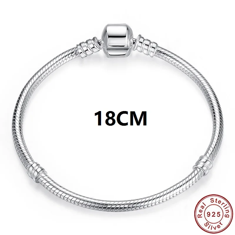 Роскошный 925 пробы Серебряный браслет-цепочка в виде змеи для женщин, аутентичный Шарм, ювелирное изделие, подарок XCHS902 - Окраска металла: s902 18cm