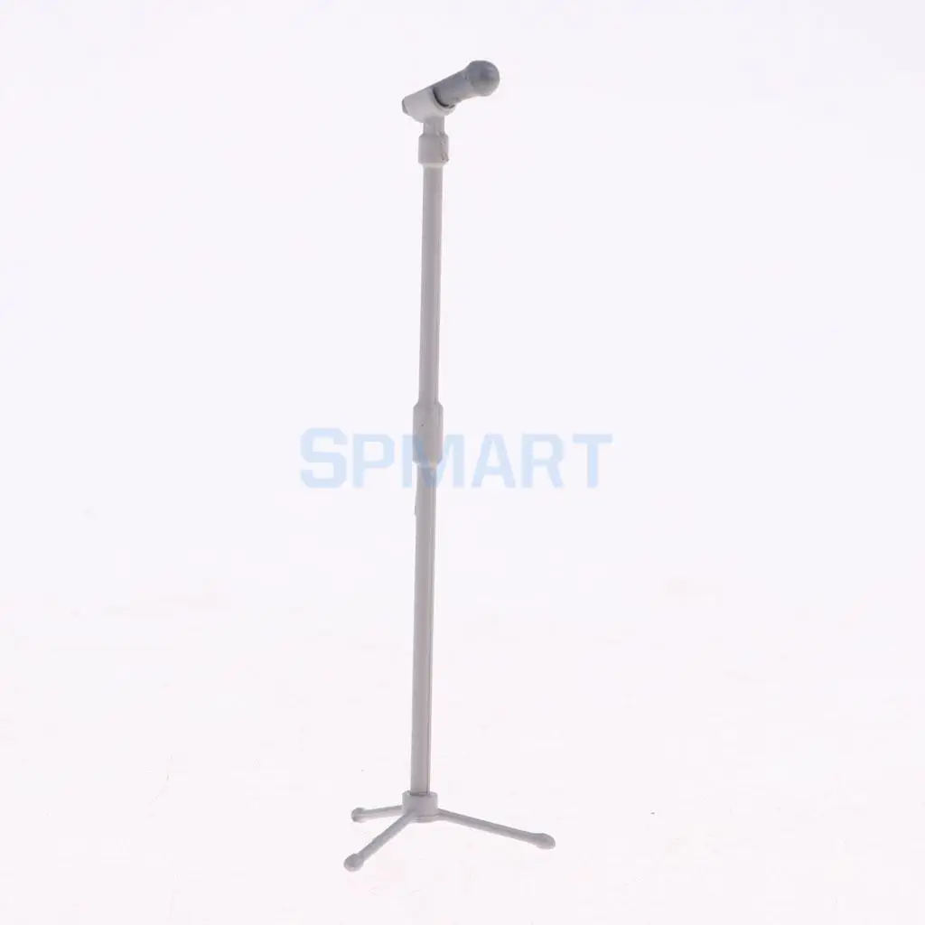 Dollhouse Miniature Guitar Microphone Model Set Vocal Concert Scenes Decor Kids Pretend Play Mini Figures Accessories