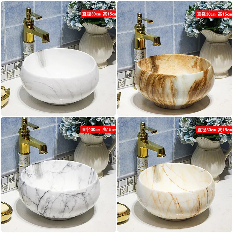 Us 219 0 30cm Small Europe Vintage Style Art Counter Top Basin Sink Handmade Vessel Sink Vanities Art Ceramic Wash Basin Bathroom Sink In Bathroom