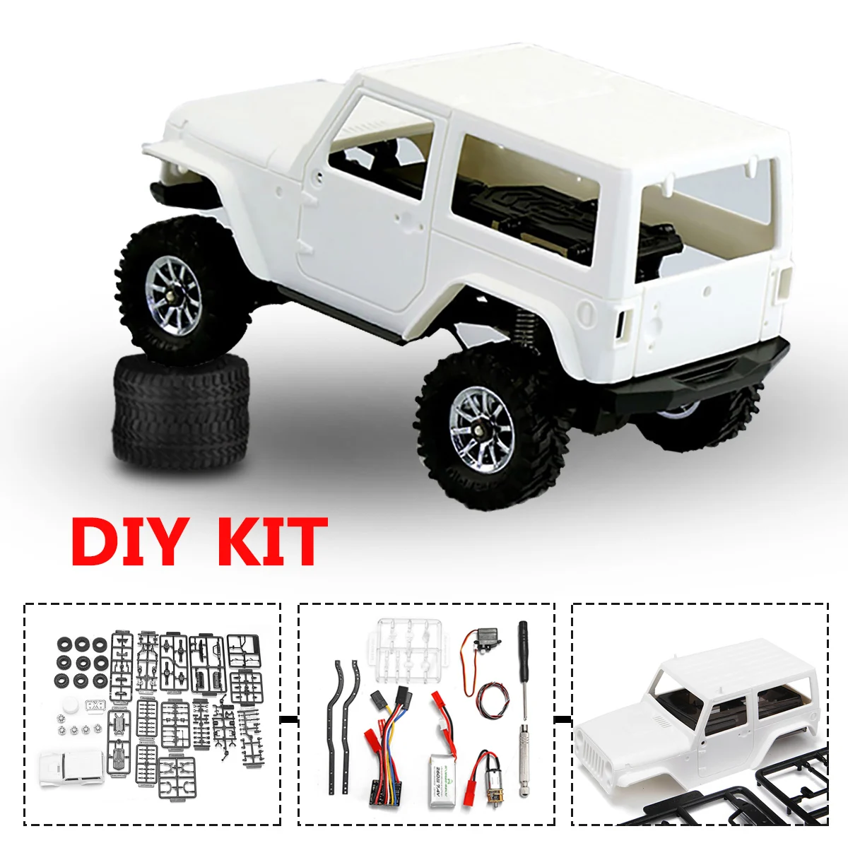 

RC Car Model Kit 4WD Front And Rear Locked DIY 1:35 Axle 120r/min Reduce Speed Motor 7.4V 260mAh Battery For Orlandoo