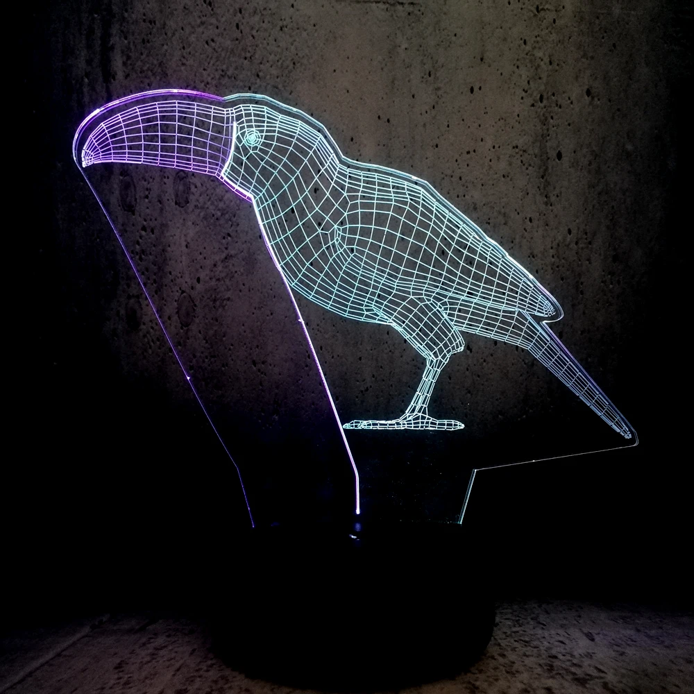 Novelty 3D Lamp Touch Mixed Colors Night Light Animal Toucan LED