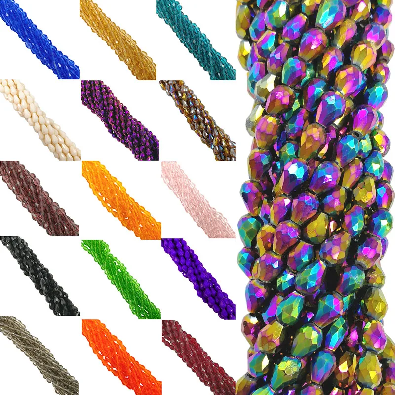 

LNRABC Handmade Water Drop Shape 8*6mm DIY For Necklaces Bracelets Female Trendy Loose Glass Beads Fashion Jewelry