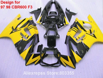 

Yellow Fairings CBR600 F3 1997 1998 for HONDA ( + black lines ) fairing kit cbr 600 97 98 xl34