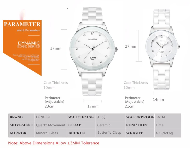 Женские часы от роскошного бренда LONGBO, новые модные керамические часы для влюбленных, водонепроницаемые кварцевые наручные часы 3ATM, relogio feminino 8631
