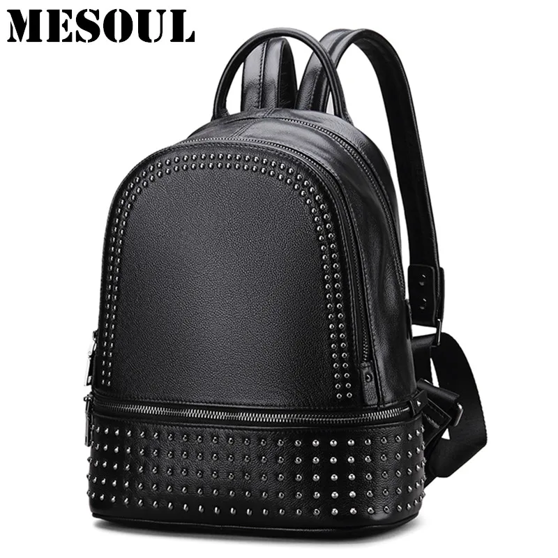 Backpack Women Backpacks Solid Vintage Girls School Bags for Girls Rivet Leather Women Backpack Rucksack