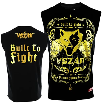 

VSZAP BUILT TO FIGHT Golden color Sleeveless vest FIGHT MMA muay Thai men Boxer duel Elasticity Breathable perspiration
