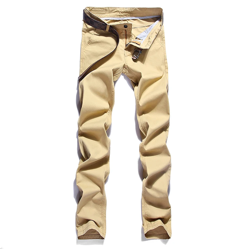 

2018 New Design Casual Men Twill Pants Cotton Slim Pant Trousers Fashion Business Solid Khaki Black Pencil Pants Men No Belt