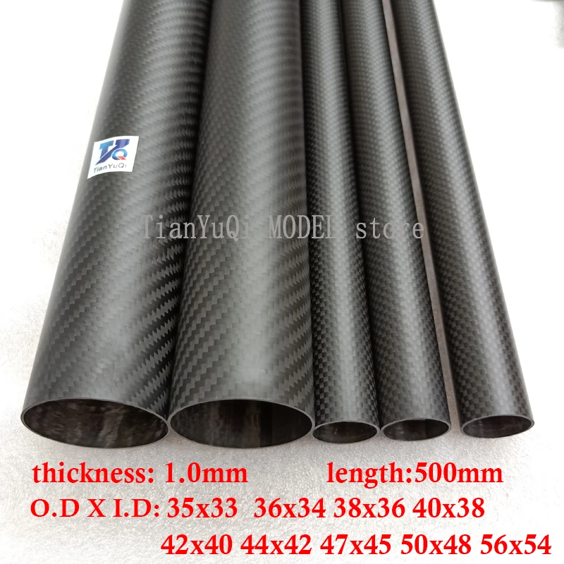 

2PCS length 0.5m true carbon fiber tube 3K matte/glossy surface high composite hardness material For Quadcopter Arm