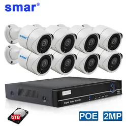 Smar H.265 HDMI 1080 P IP Камера 8CH POE NVR Kit металлический 2.0MP инфракрасный наружный водонепроницаемый IP66 видеонаблюдения Камера Системы 2 ТБ HDD XMEYE