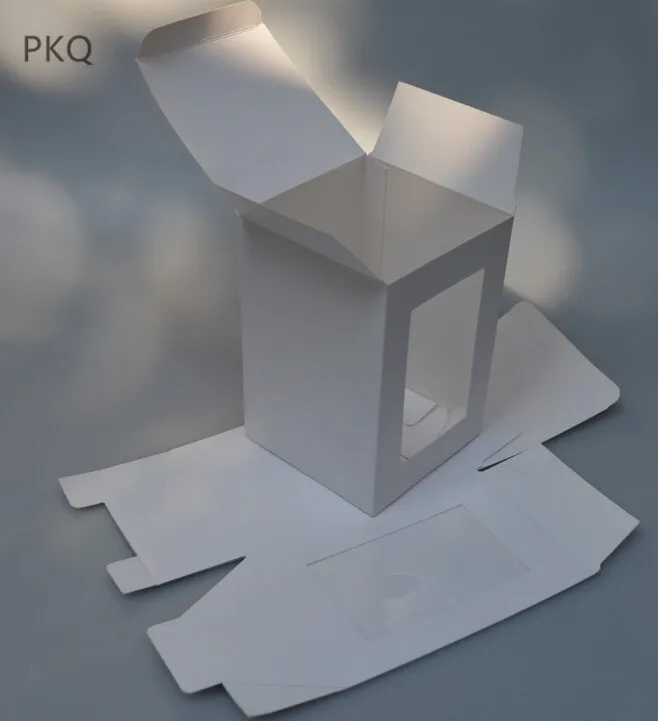 8*8*8 см белая крафт-бумаге коробка с прозрачное окно ПВХ, способствует дисплей/подарки и Ремесла бумаги упаковочные коробки с окошком, квадратная бумажная коробка
