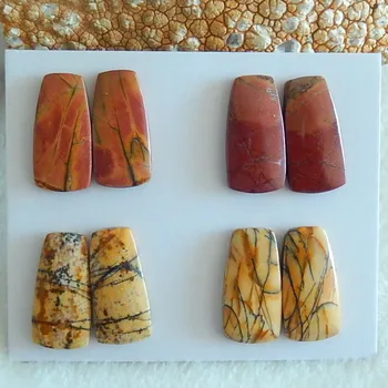 

SALE,4 Pairs Of Multi-colors Picasso Jasper Cabochon Pairs,20x10x4/3mm,10g