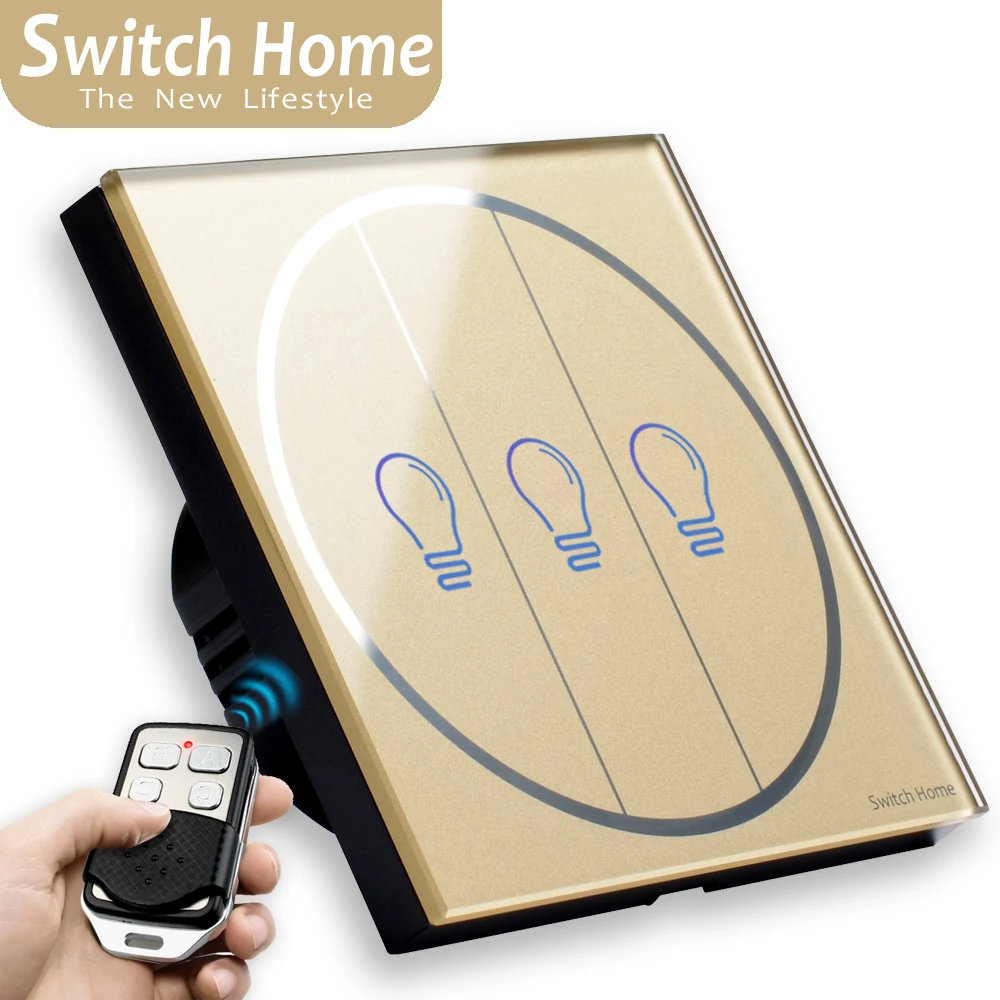 

EU/UK Standard Waterproof Touch Switch Wall Light Switch Remote control Control Light Switch Touch Button 1/2/3 Gang 170V~240V