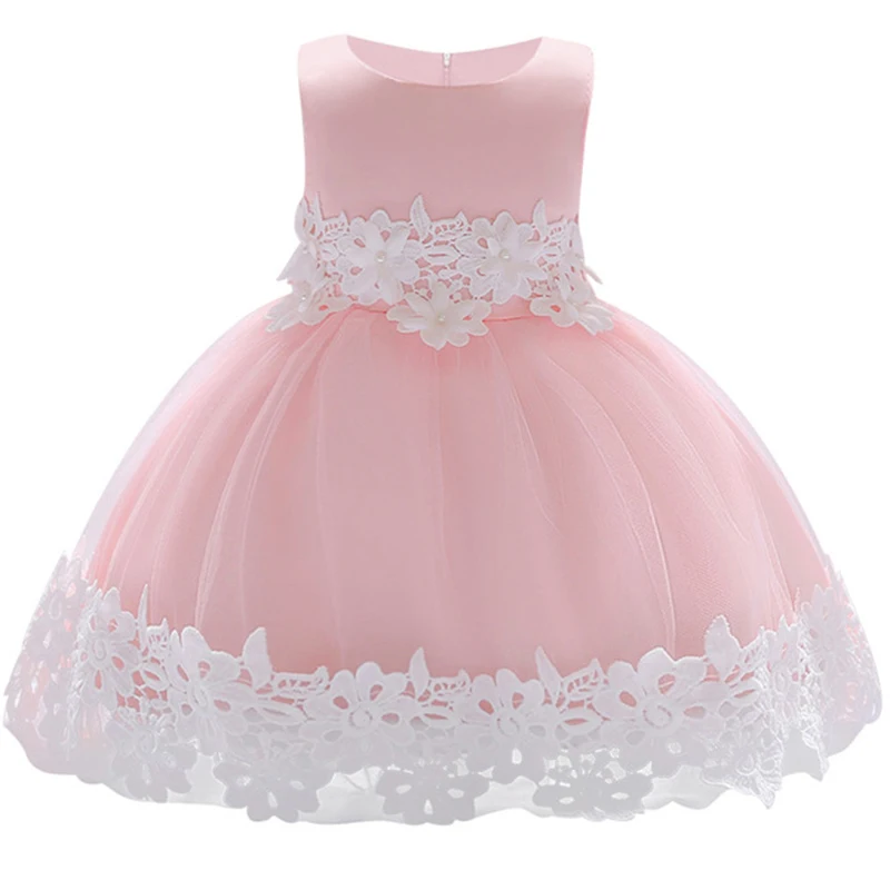 Baby Dress Lace Flower pearl Christening Gown Baptism Clothes Newborn