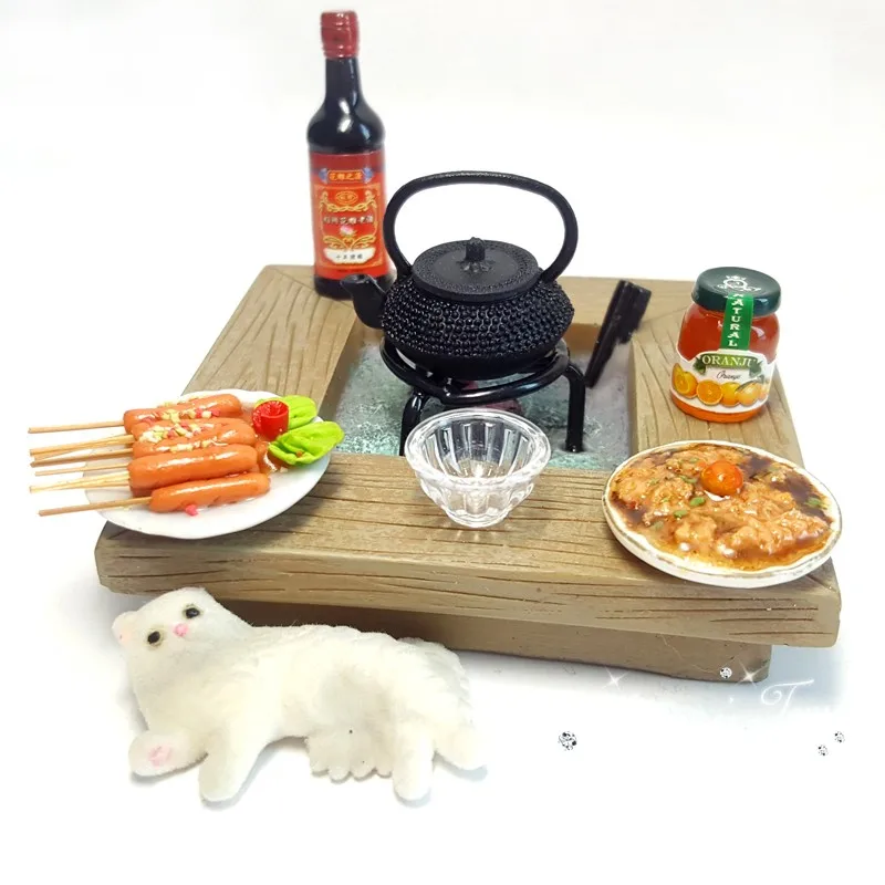 

free shipping!!!6 pcs a set Mini Dollhouse Mini Furniture Model House Scene Japanese-style charcoal stove