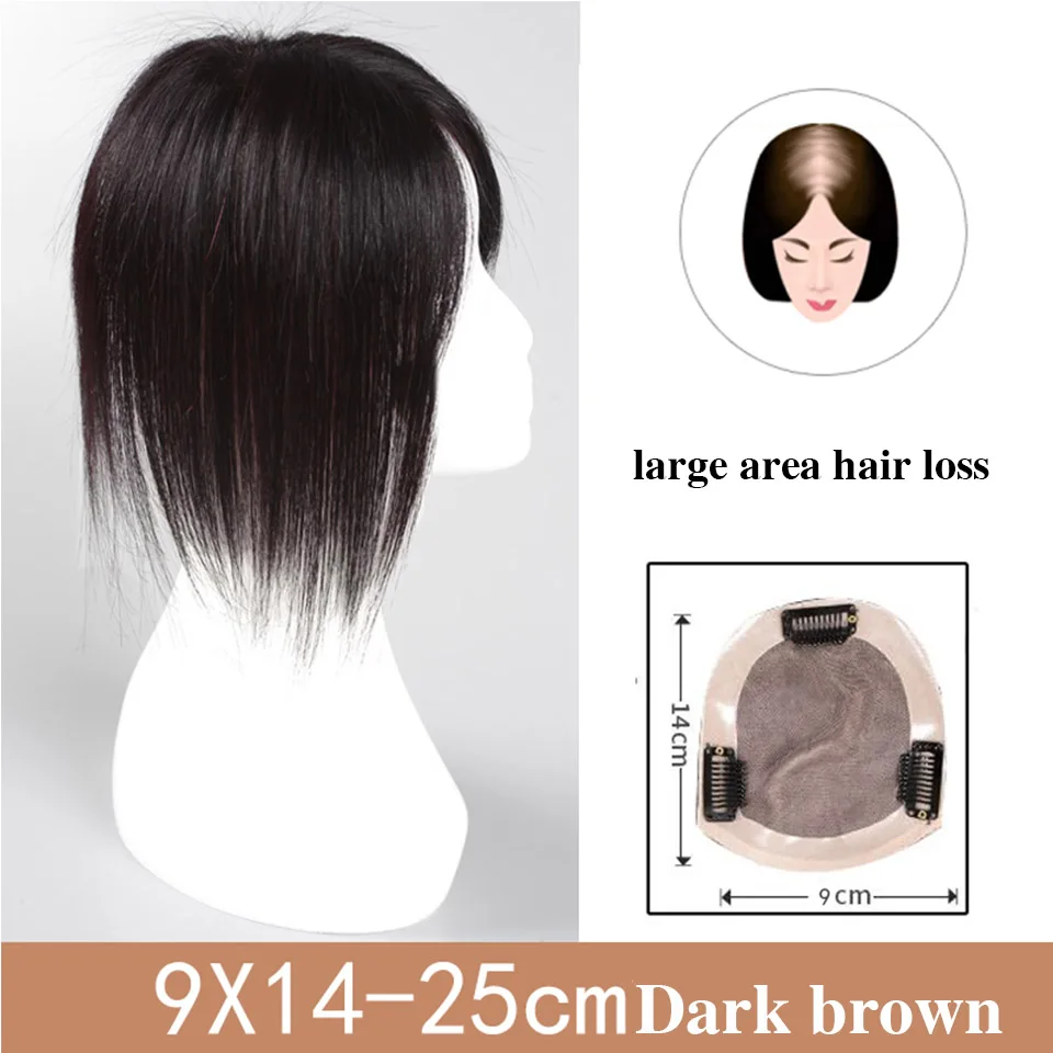 Allaosify парик с челкой прямой промежуточный шелк основа верхушка парик шиньоны для женщин синтетический зажим для наращивания волос - Цвет: 9X14X25 2I33