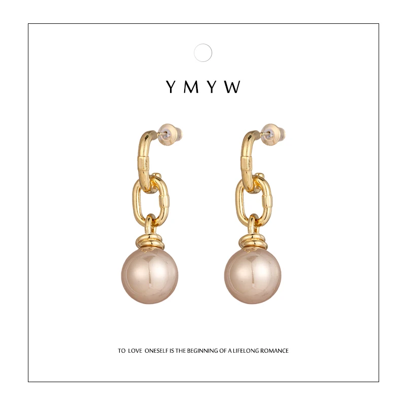 

YMYW New Fashion Korean Simple Design Dangle Earrings Simulated Pearls Statement Earrings for Women Pendientes Mujer Moda 2019