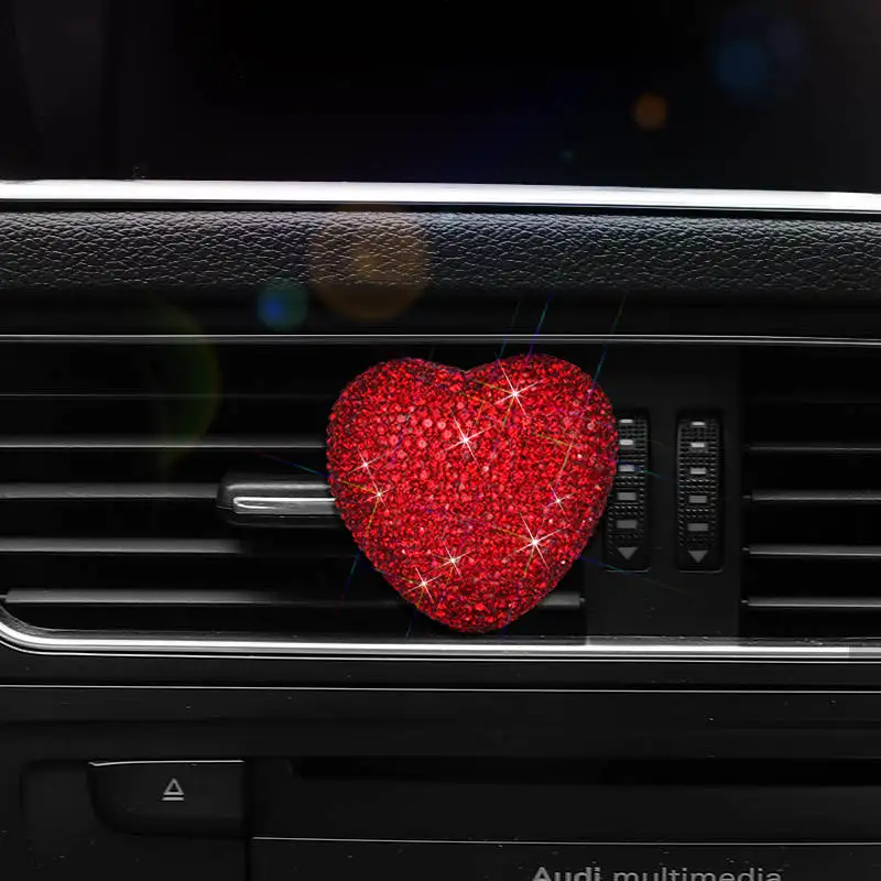 Алмазный любовь сердце автомобиля освежитель воздуха Авто выход духи клип эфирное масло кристалл любовь кондиционер духи автомобиль Стайлинг