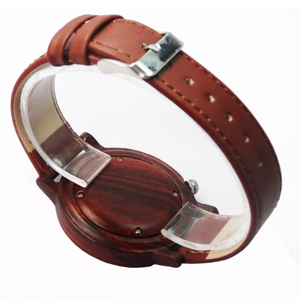 Красные сандалии ручной работы деревянные аналоговые кварцевые часы Лидирующий