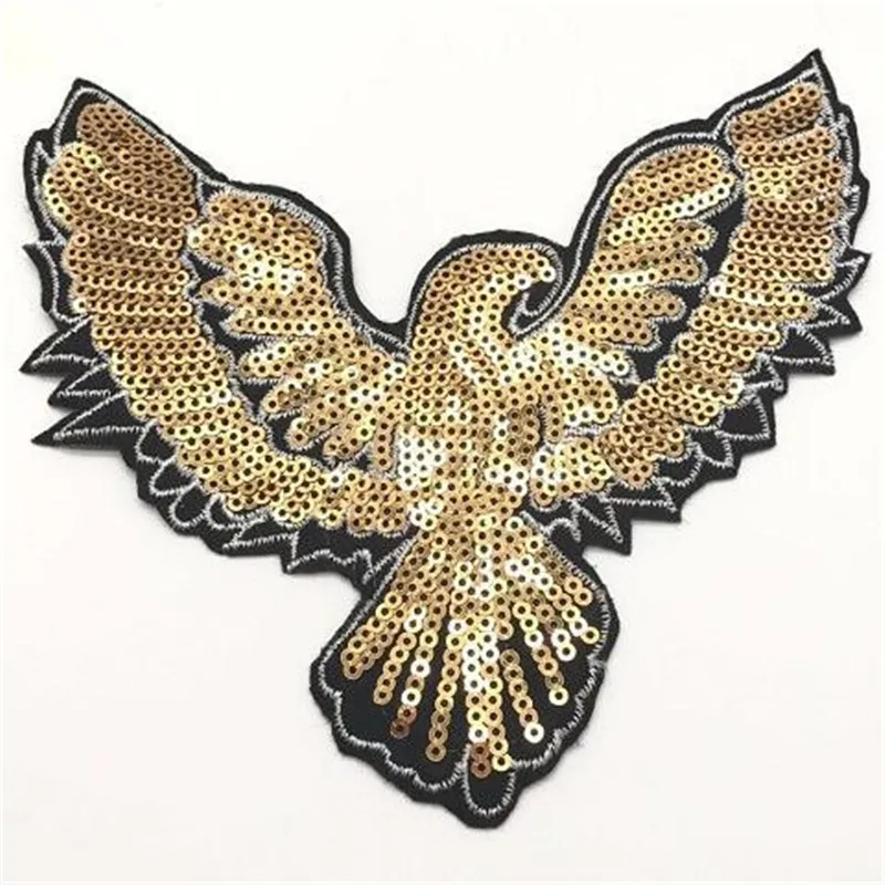 Us 156 17 Offt Shirt Women Patch Sequins 14cm Golden Eagle Deal With It Biker Patches For Clothing Stickers 3d T Shirt Mens Free Shipping In