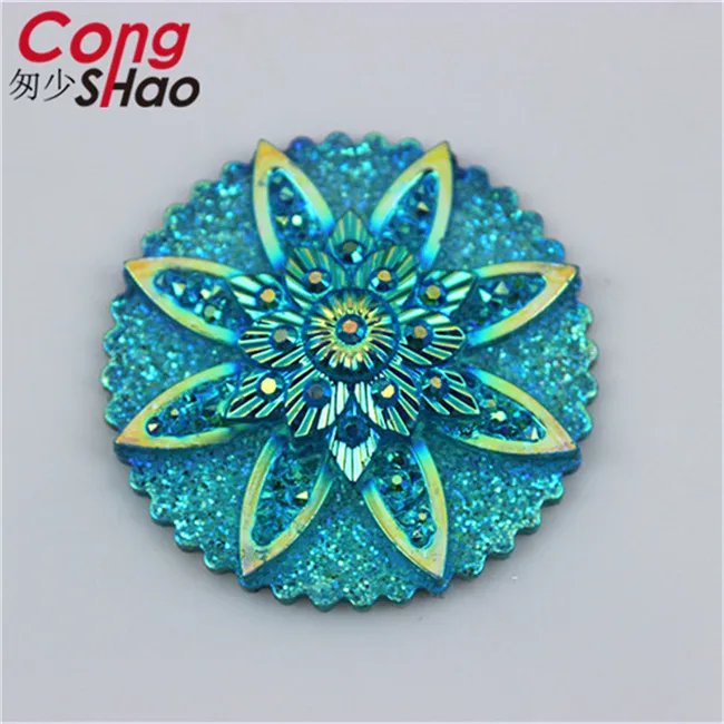 Cong shao 30 шт. 30 мм AB круглые цветы смолы горный хрусталь аппликация Flatback камни и кристаллы кнопки для рукоделия одежды DIY CS528 - Цвет: Sky Blue AB