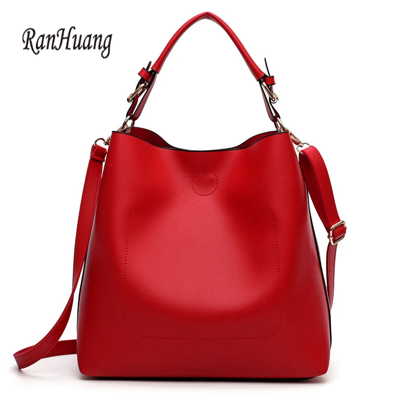 RanHuang New Arrive 2018 Women Fashion Messenger Bags PU Leather Bucket Bag Women&#39;s Red Shoulder ...