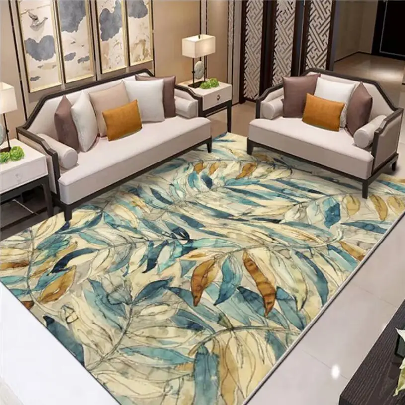 

Europe Striped Rectangle alfombras para la sala moderna rugs and carpets for home living room Leaf carpet living room rugs