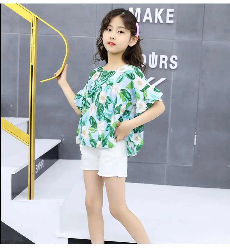 Комплект летней одежды из 2 предметов для девочек 6, 8, 10, 12, 14 лет, хлопковая футболка с короткими рукавами и джинсы для девочек короткие наряды ensemble fille