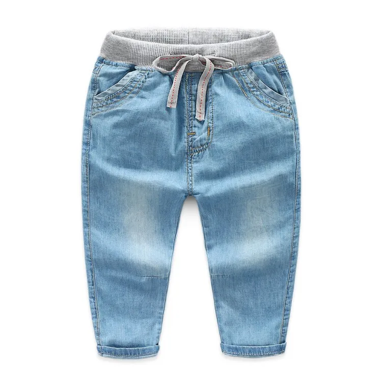 DZIECKO Лидер продаж детские джинсовые штаны 2019 г. бренд, весенние брюки для мальчиков эластичный пояс однотонная джинсовая брюки детская