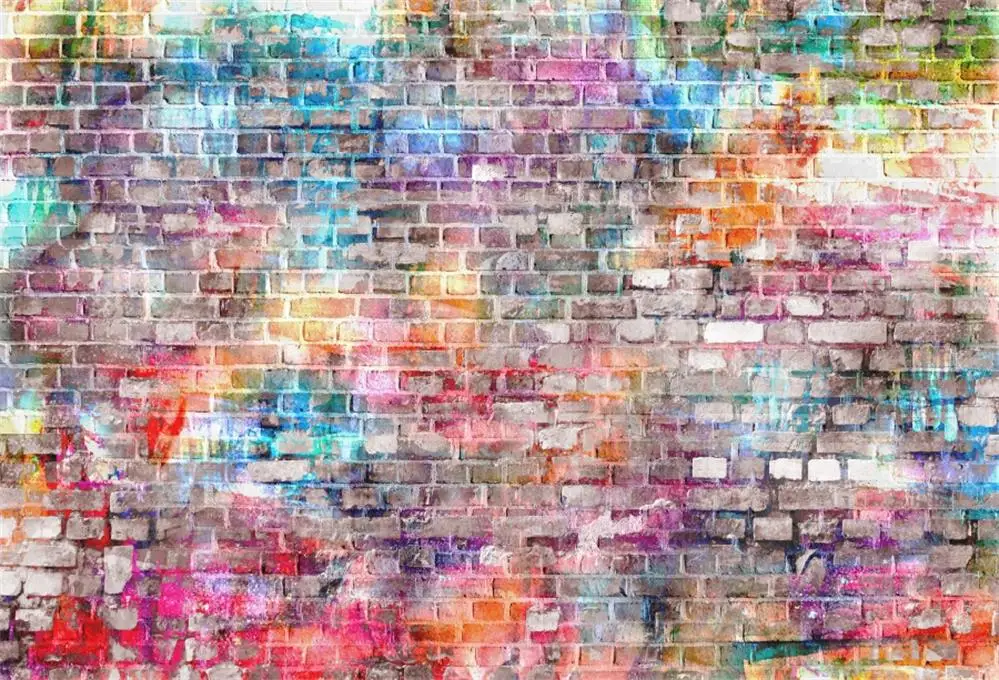 Laeacco кирпичная стена красочные обои c граффити вечерние Декор Детские Портретные фото фон Фото фоны фотосессия Фотостудия - Цвет: Лиловый