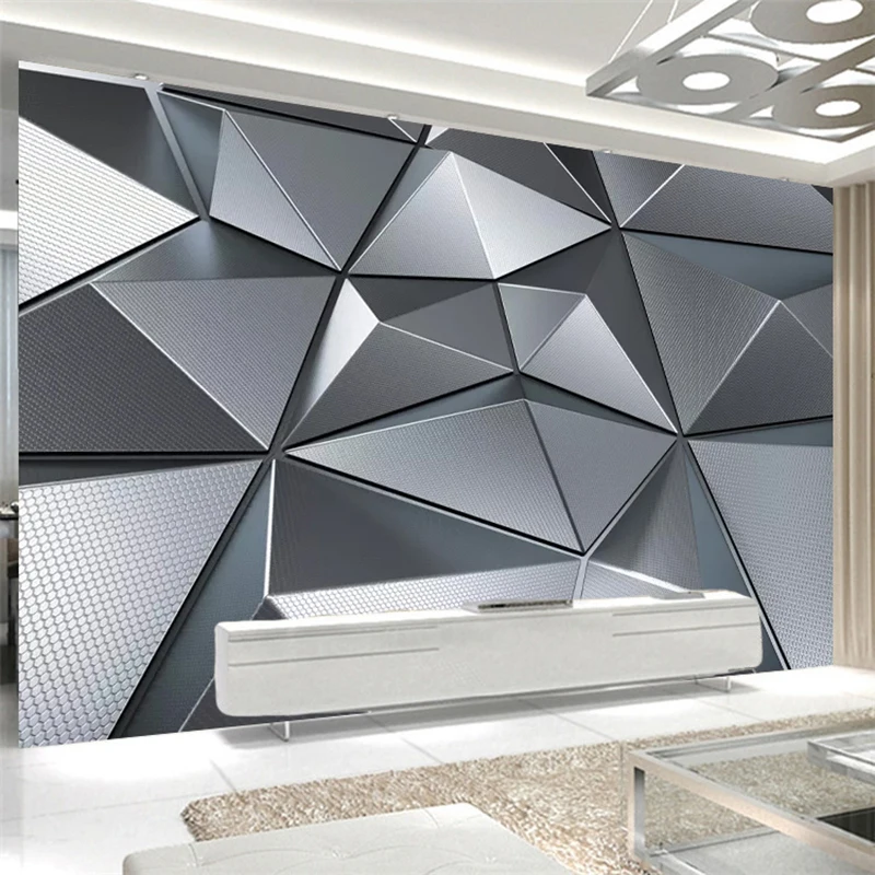 Photo Wallpaper 3D Stereo Geometric Metal Background Wall Decor Mural Living Room TV Sofa Bedroom Creative Art Fresco Home Decor pull out sofa bed frame grey metal 90x200 cm