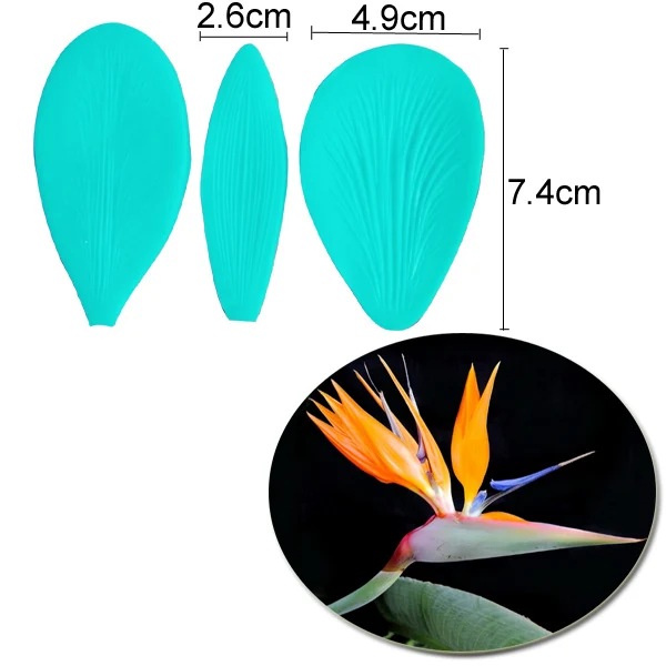 Gumpaste Strelitzia Райские птицы цветок лепесток Veiners и резак украшения торта инструменты Конфеты Сахар цветок силиконовые формы CS373