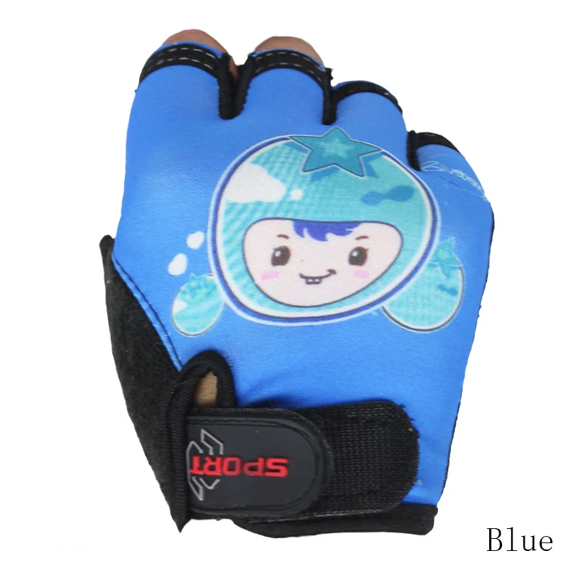 Длинные милые спортивные перчатки для детей, От 4 до 12 лет перчатки без пальцев для мальчиков, митенки Детские Мультяшные перчатки с полупальцами RTST01 - Цвет: 122 Blue
