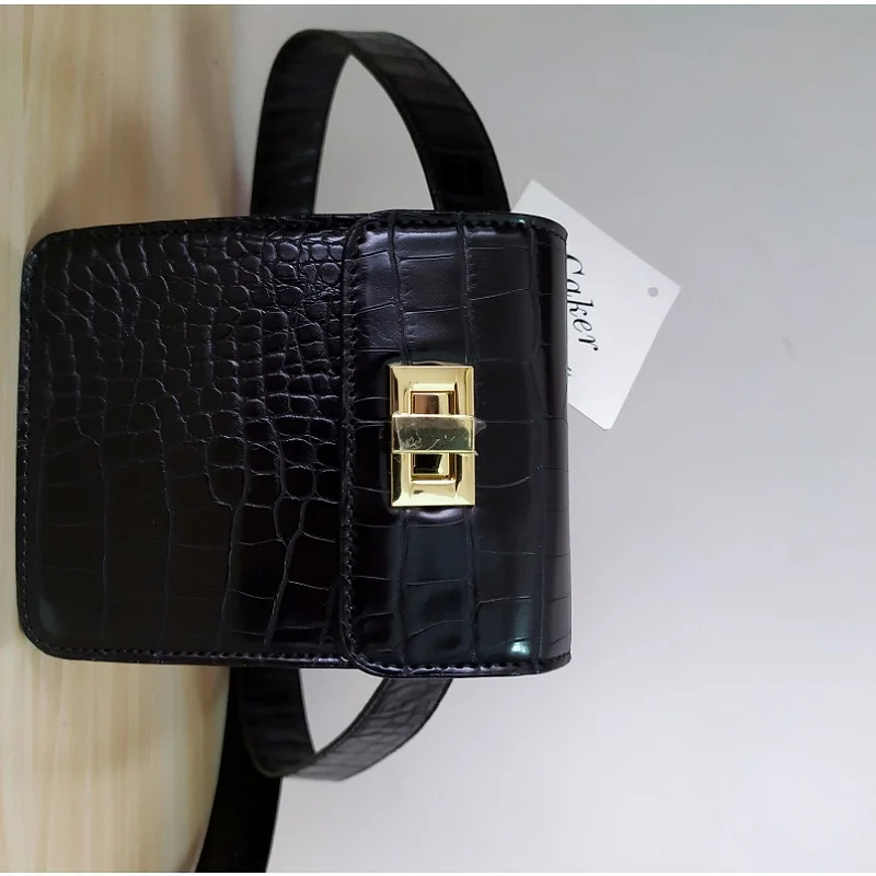 

Caker Brand 2019 Crocodile Pack Belt Bag Green khaki Waist Packs Bag Travel Waist Pack Women Leather Waist Chest Bag Black White