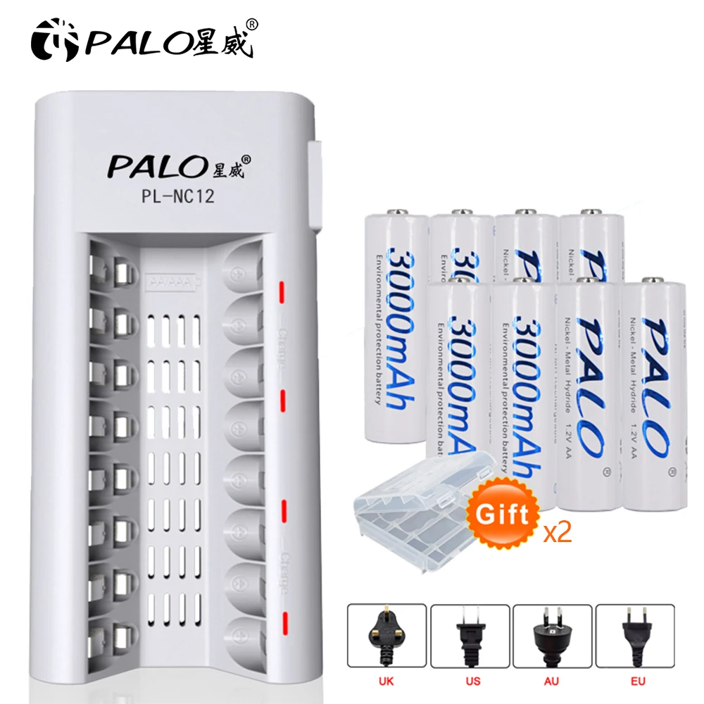 

Battery Charger for AA/AAA NI-MH/NI-CD Rechargeable Battery+8pcs AA Rechargeable Batteries 1.2V NI-MH battery for camera toys